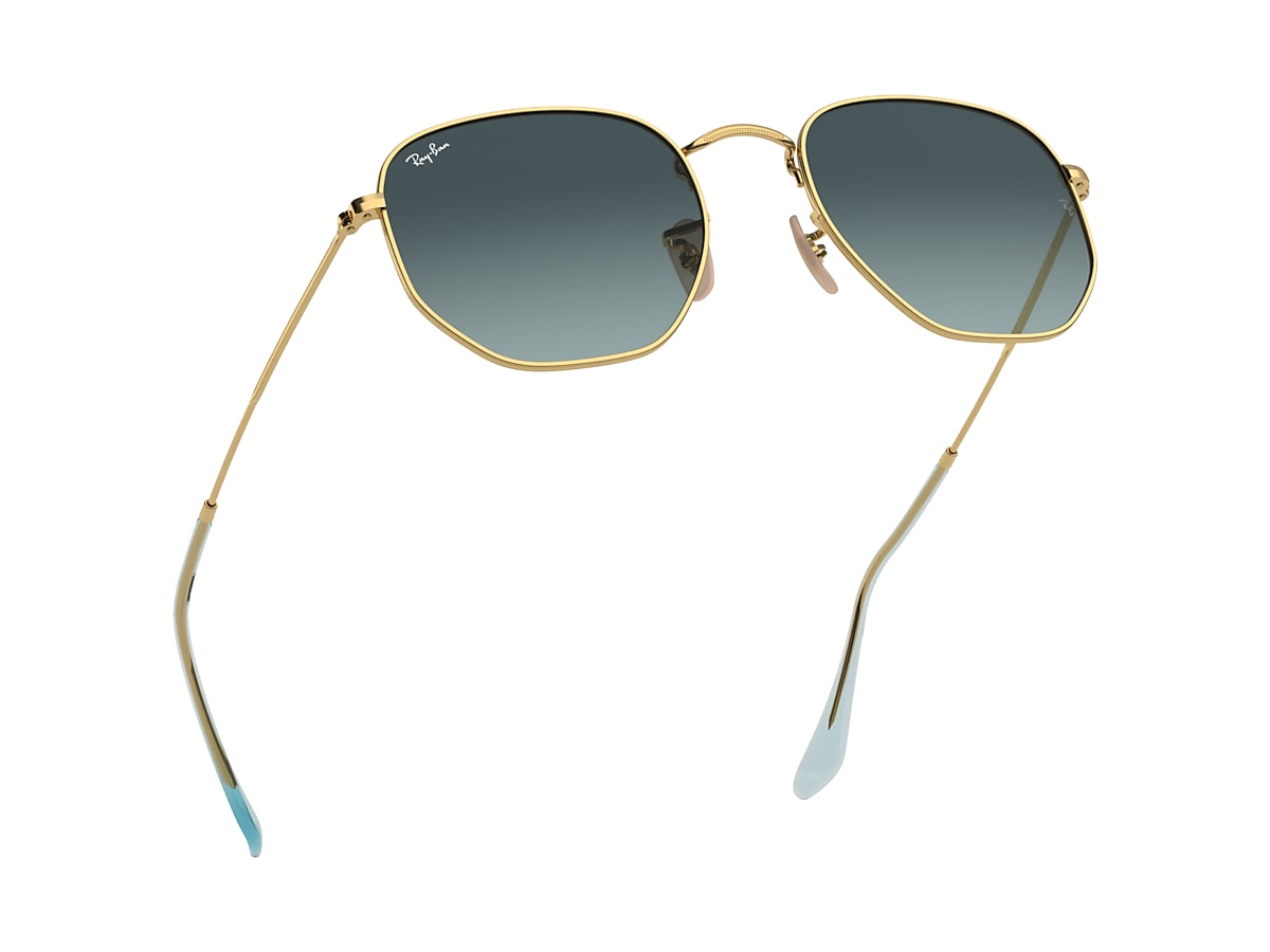 Hexagonal Flat Lenses Sunglasses in Gold and Blue | Ray-Ban®