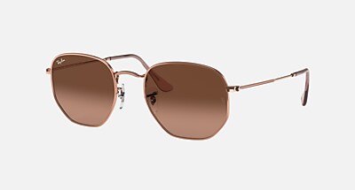 HEXAGONAL FLAT LENSES Polarized Sunglasses in Rose Gold and Violet