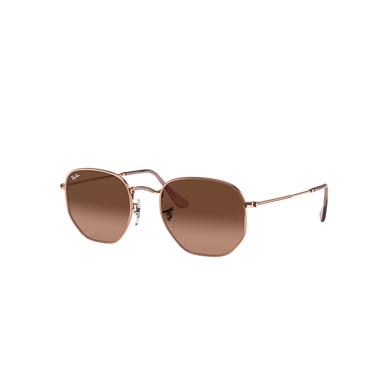Ray-Ban Hexagonal Flat Lenses Sunglasses Bronze-copper Frame Brown Lenses 54-21