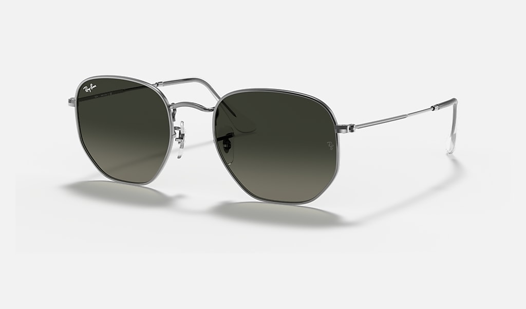 Hexagonal Flat Lenses Sunglasses in Gunmetal and Grey | Ray-Ban®