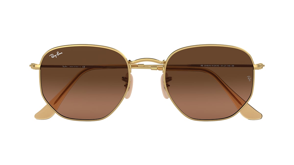 HEXAGONAL FLAT LENSES Sunglasses in Arista Gold and Brown RB3548N Ray Ban US