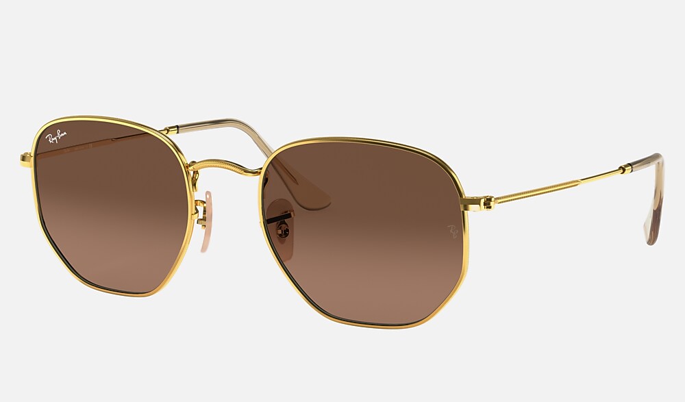 HEXAGONAL FLAT LENSES Sunglasses in Arista Gold and Brown