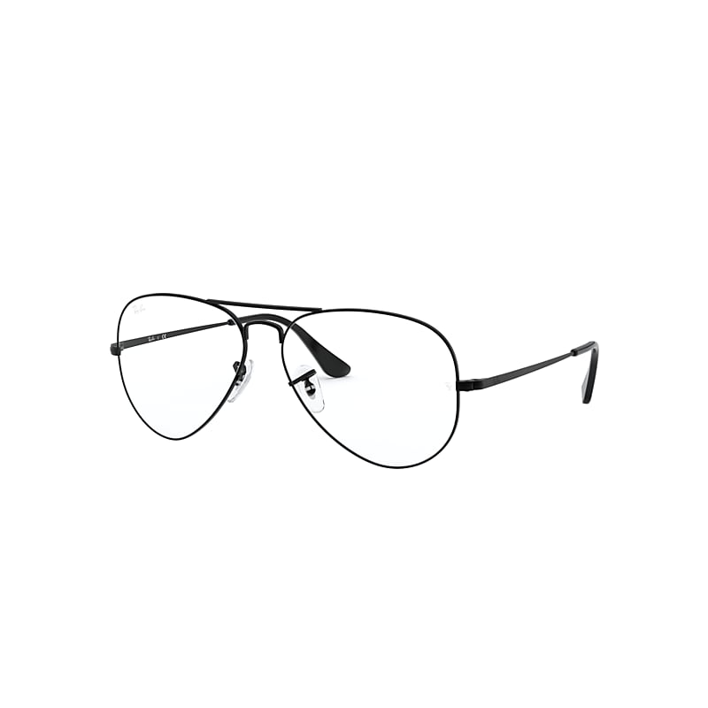 Ray-Ban Aviator Optics Eyeglasses Black Frame Clear Lenses 58-14