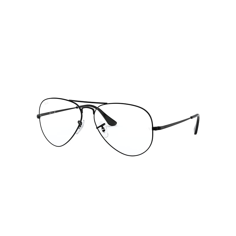 Ray-Ban Aviator Optics Eyeglasses Black Frame Clear Lenses 55-14