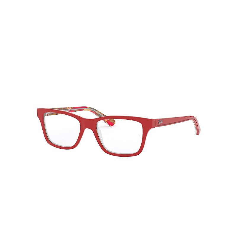 Ray-Ban Rb1536 Optics Kids Eyeglasses Red On Texture Brown Frame Clear Lenses Polarized 48-16