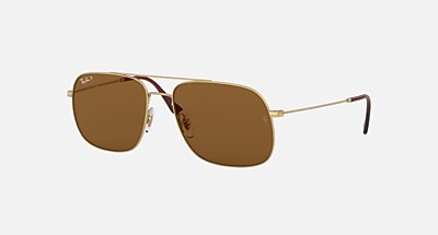 Ray-Ban RB 3595 9013/83 59mm ANDREA Gold/Brown Polarized Sunglasses New w/Case Ray Ban Sunglasses RayBan Andrea RB3595 9013/13 Rubber  main image 4
