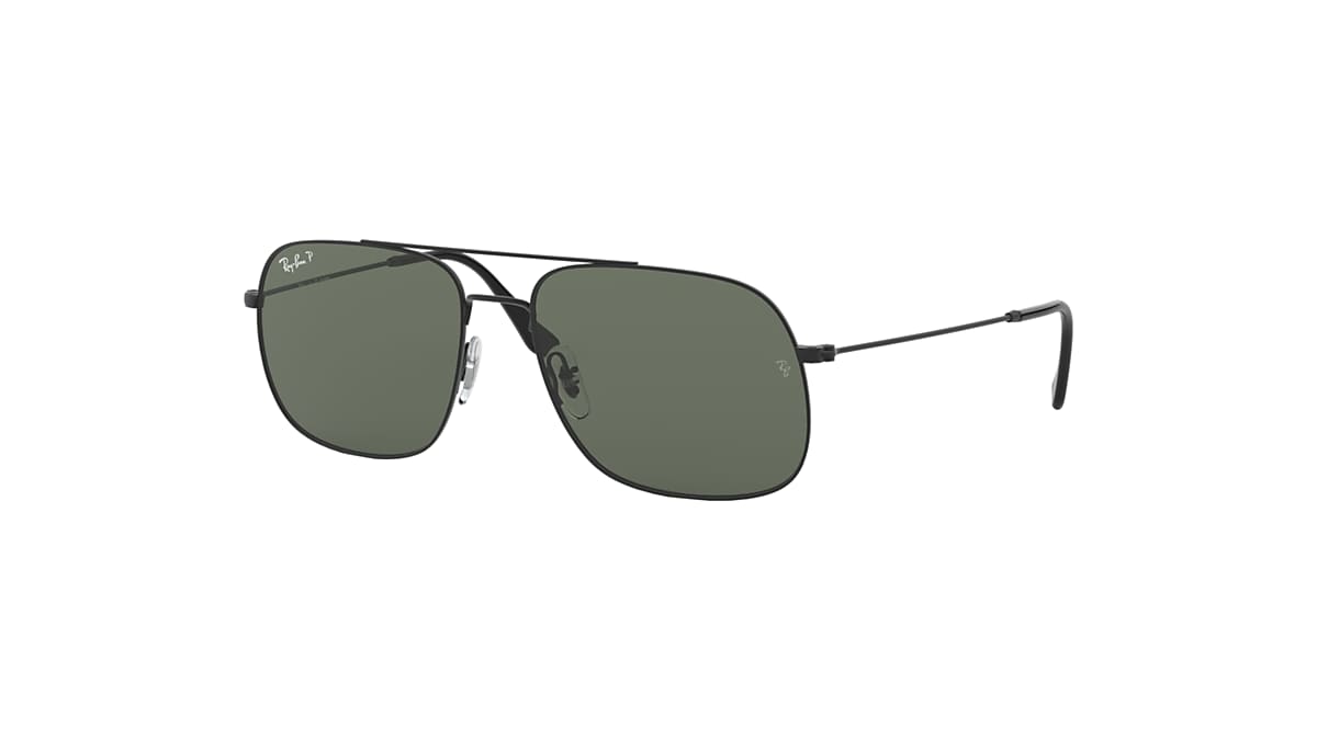 ANDREA Sunglasses in Black and Dark Green - RB3595 | Ray-Ban