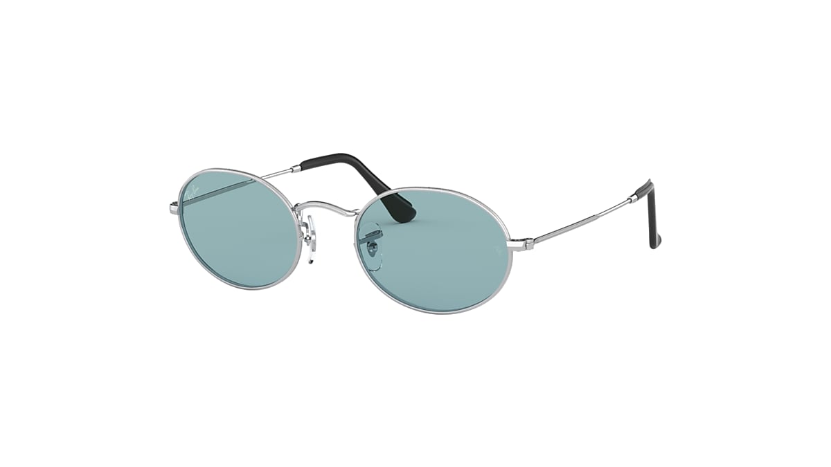 Oval @collection Sunglasses in Silver and Blue | Ray-Ban®