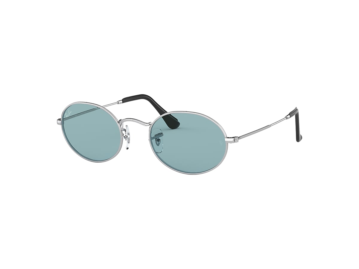 Oval @collection Sunglasses in Silver and Blue | Ray-Ban®