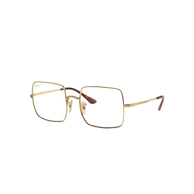 Ray-Ban Square 1971 Optics Eyeglasses Gold Frame Clear Lenses 51-19