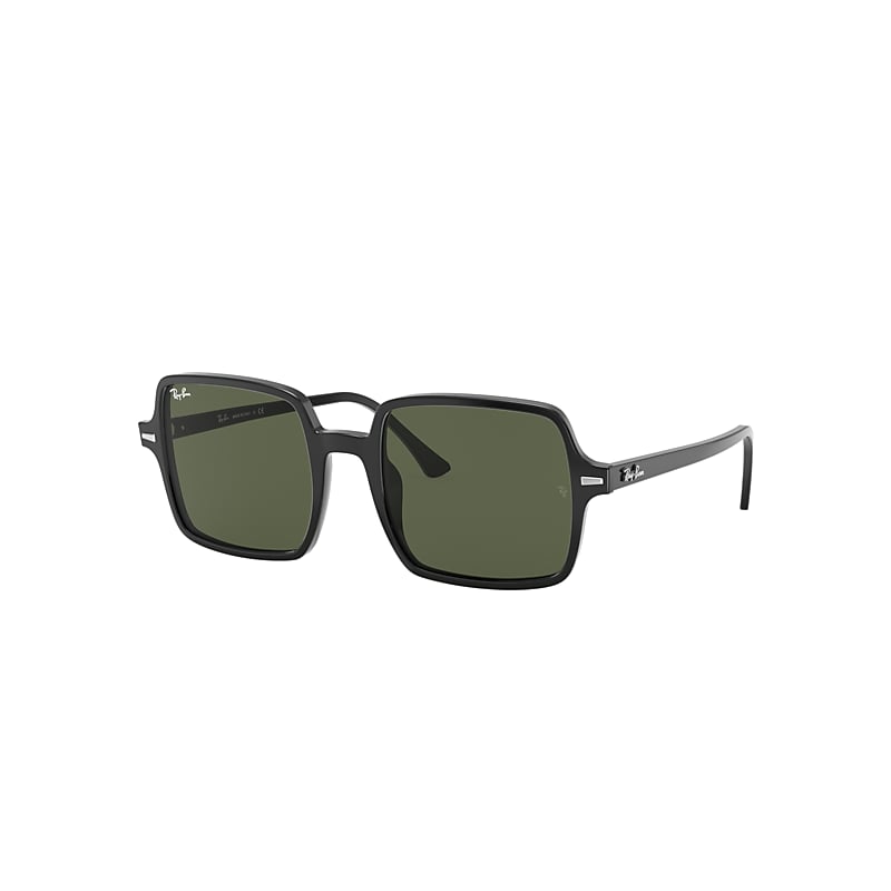 Ray-Ban Square II Sunglasses Black Frame Green Lenses 53-20