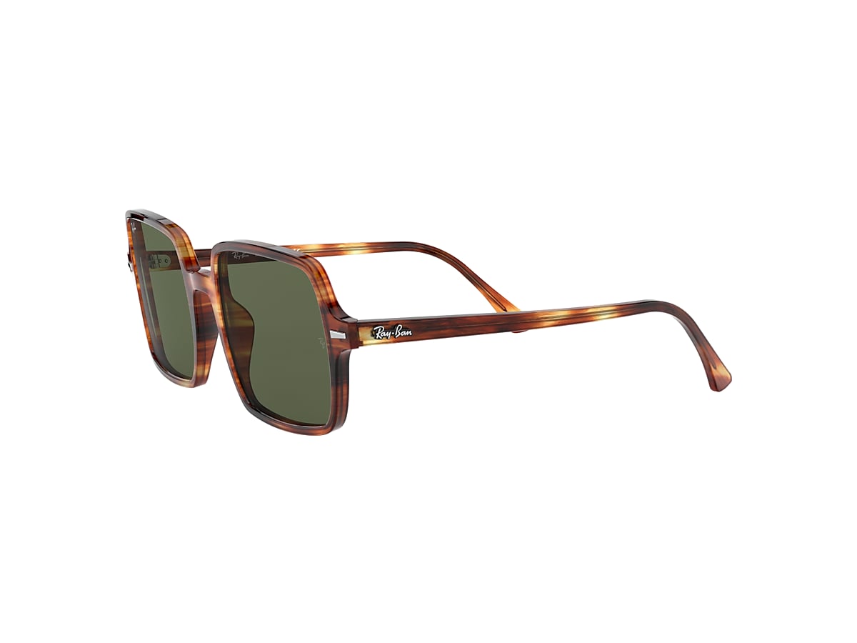 SQUARE II Sunglasses in Striped Havana and Green - RB1973 | Ray 