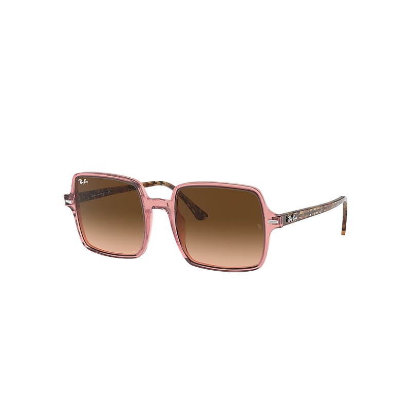 Ray-Ban Square II Sunglasses Brown Havana Frame Pink Lenses 53-20