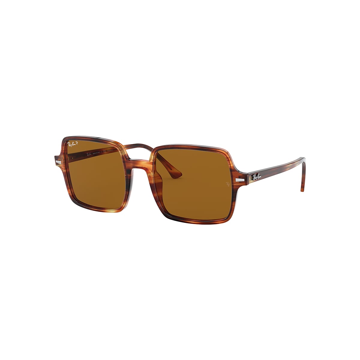 SQUARE II Sunglasses in Striped Havana and Brown - Ray-Ban