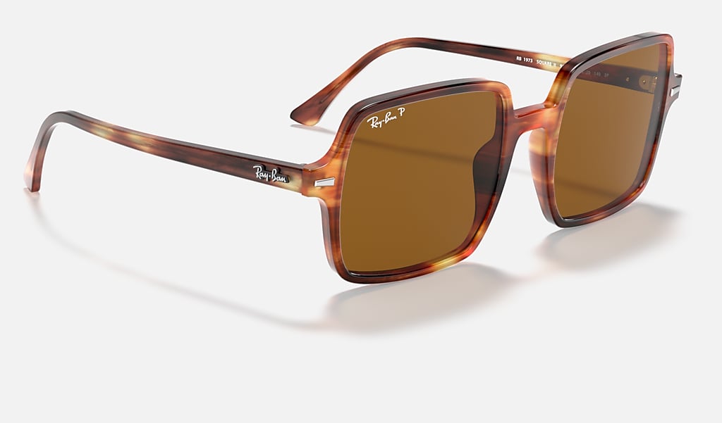 Square Ii Sunglasses in Striped Havana and Brown | Ray-Ban®