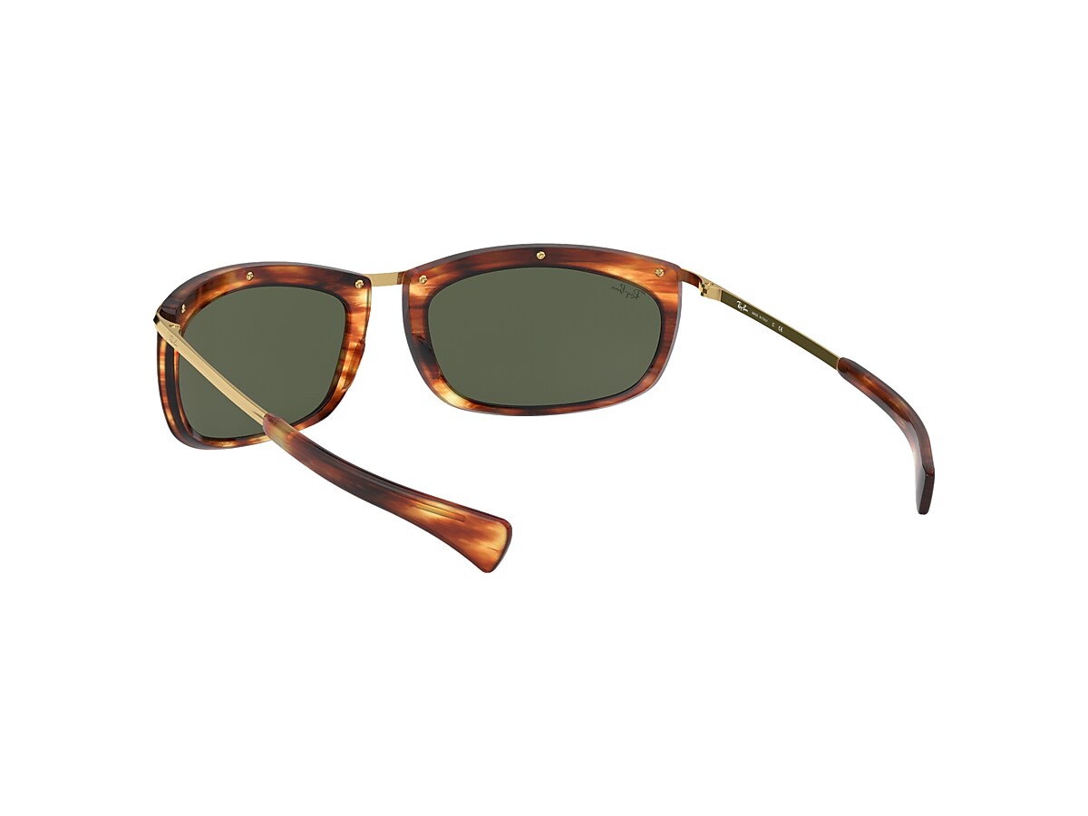 OLYMPIAN I Sunglasses in Striped Havana and Green - RB2319 | Ray 
