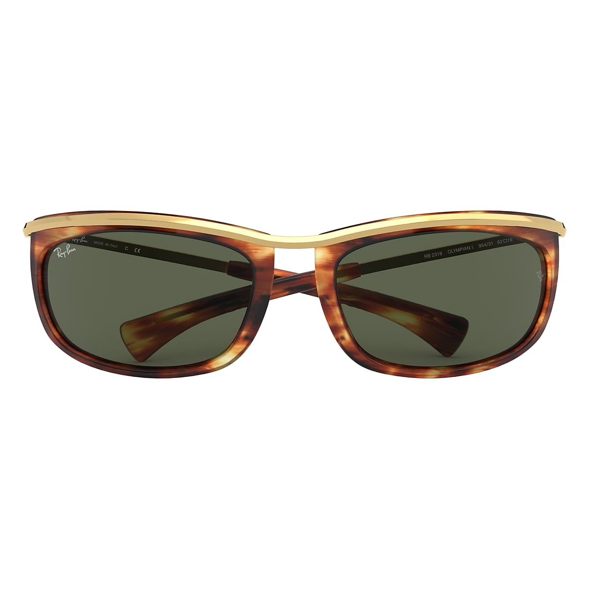 OLYMPIAN I Sunglasses in Striped Havana and Green - Ray-Ban