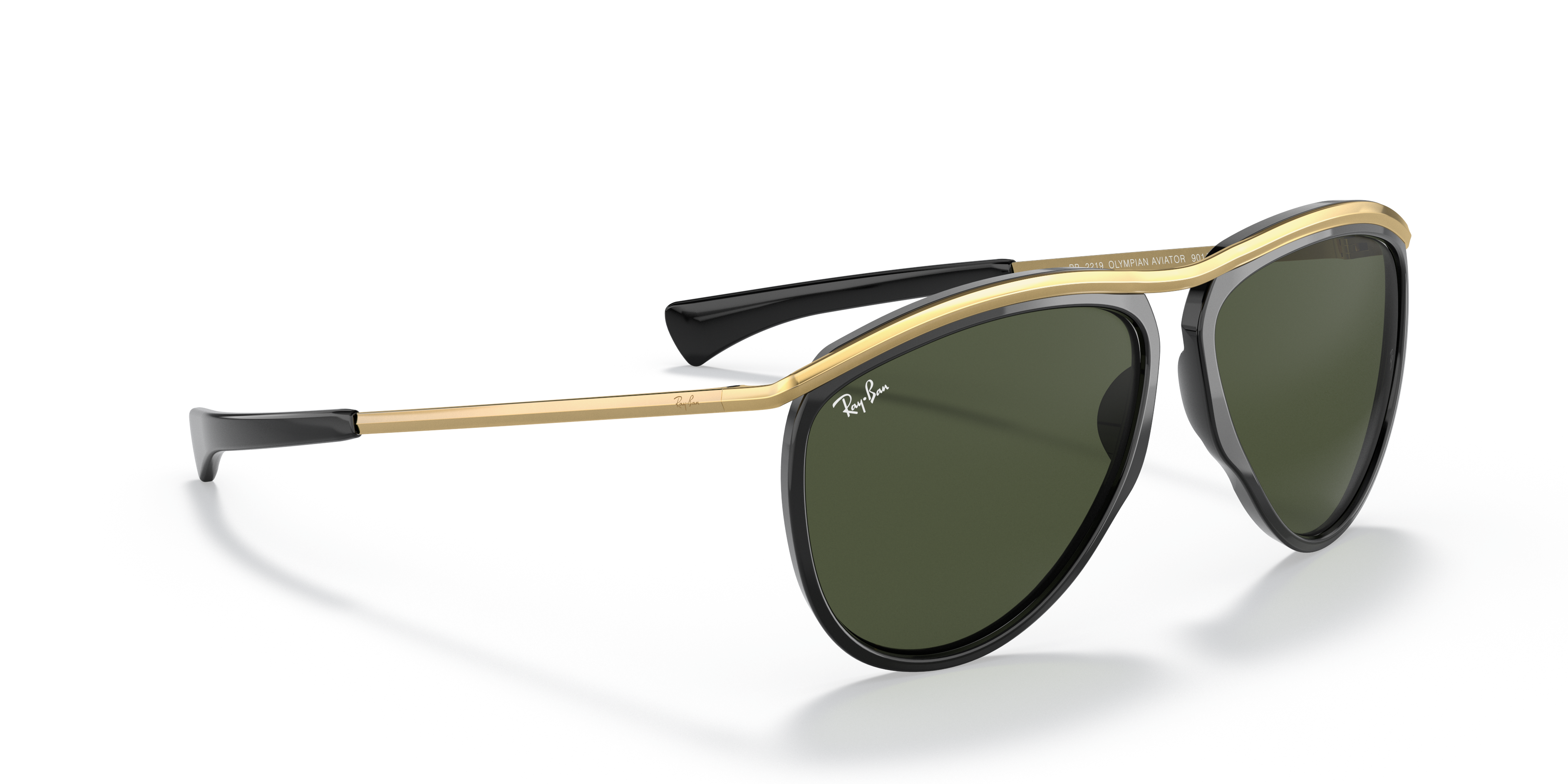 Aviator Olympian Sunglasses in Black and Green | Ray-Ban®