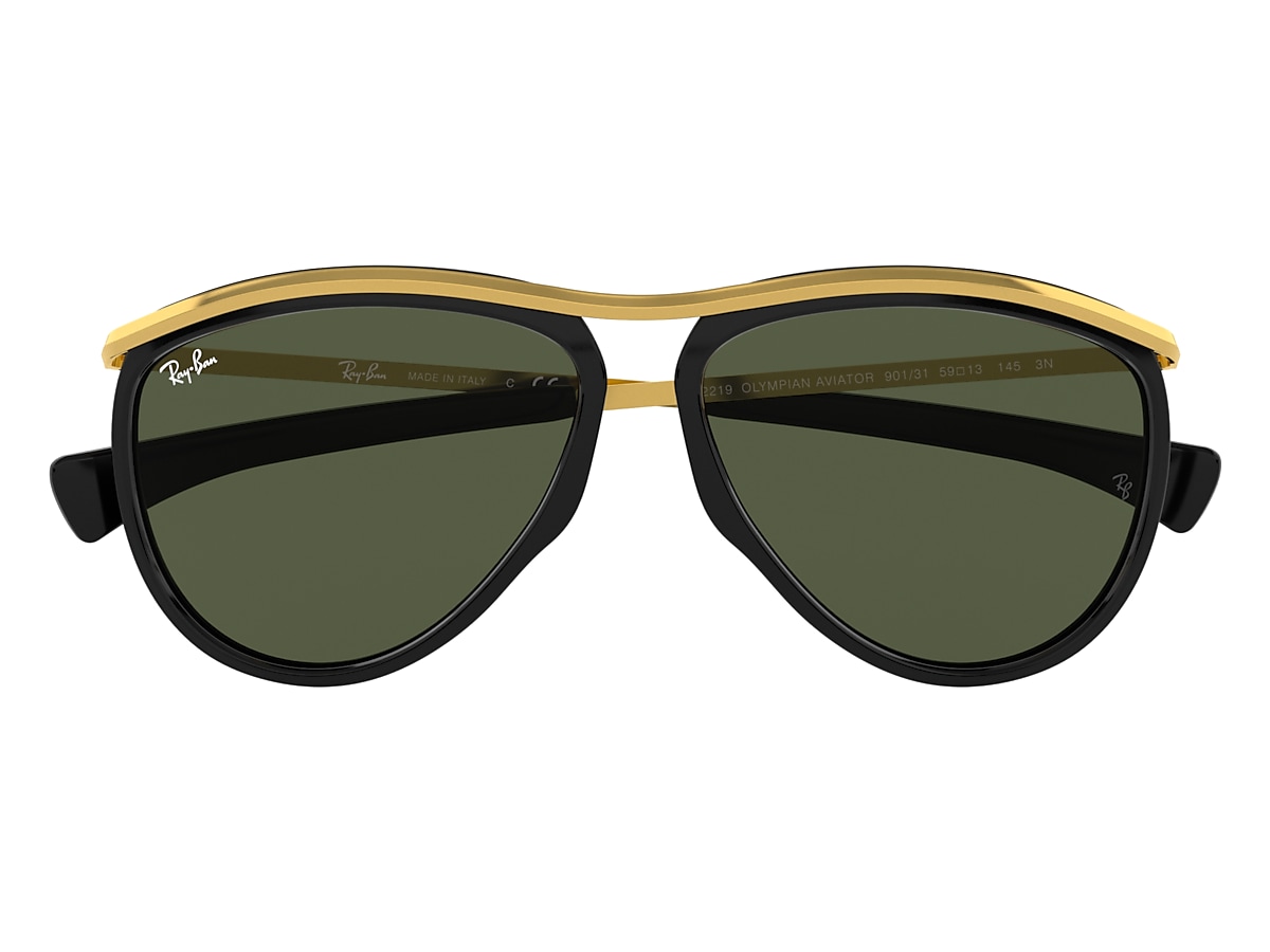 Broer Lach Grap Aviator Olympian Sunglasses in Black and Green | Ray-Ban®