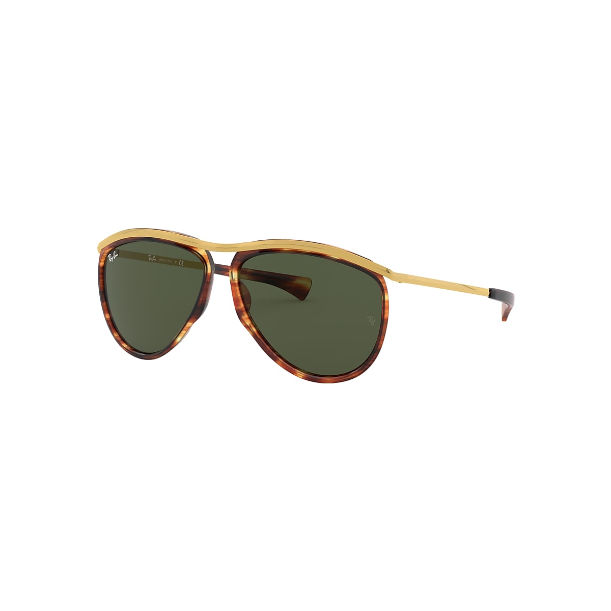 AVIATOR OLYMPIAN Sunglasses in Striped Havana and Green