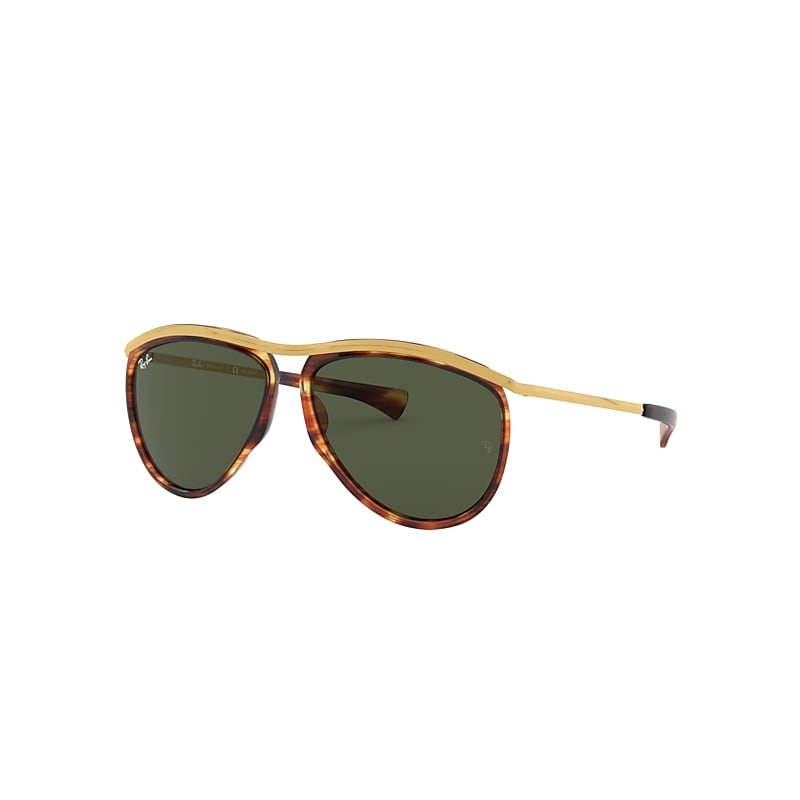 Ray-Ban Aviator Olympian Sunglasses Gold Frame Green Lenses 59-13