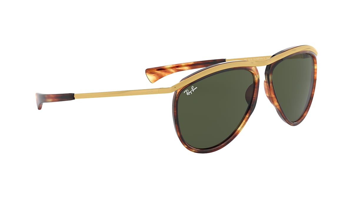 AVIATOR OLYMPIAN Sunglasses in Striped Havana and Green - RB2219