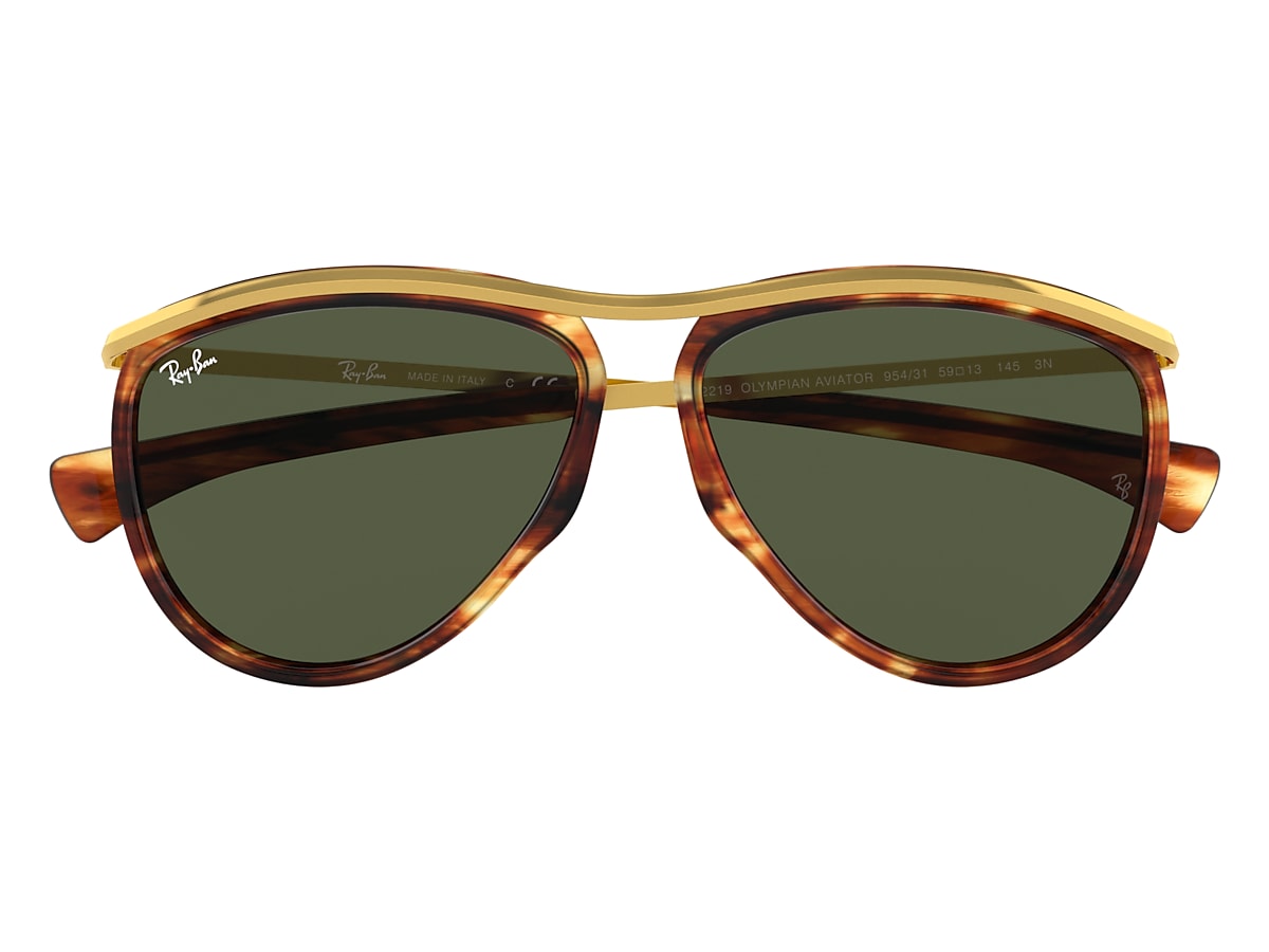 AVIATOR OLYMPIAN Sunglasses in Striped Havana and Green - RB2219