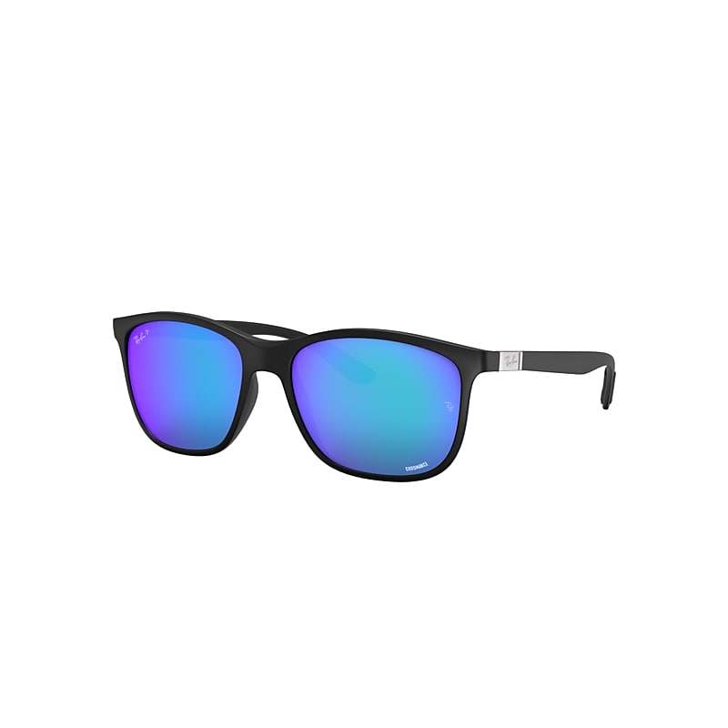 Ray-Ban Rb4330ch Chromance Sunglasses Black Frame Blue Lenses Polarized 56-17