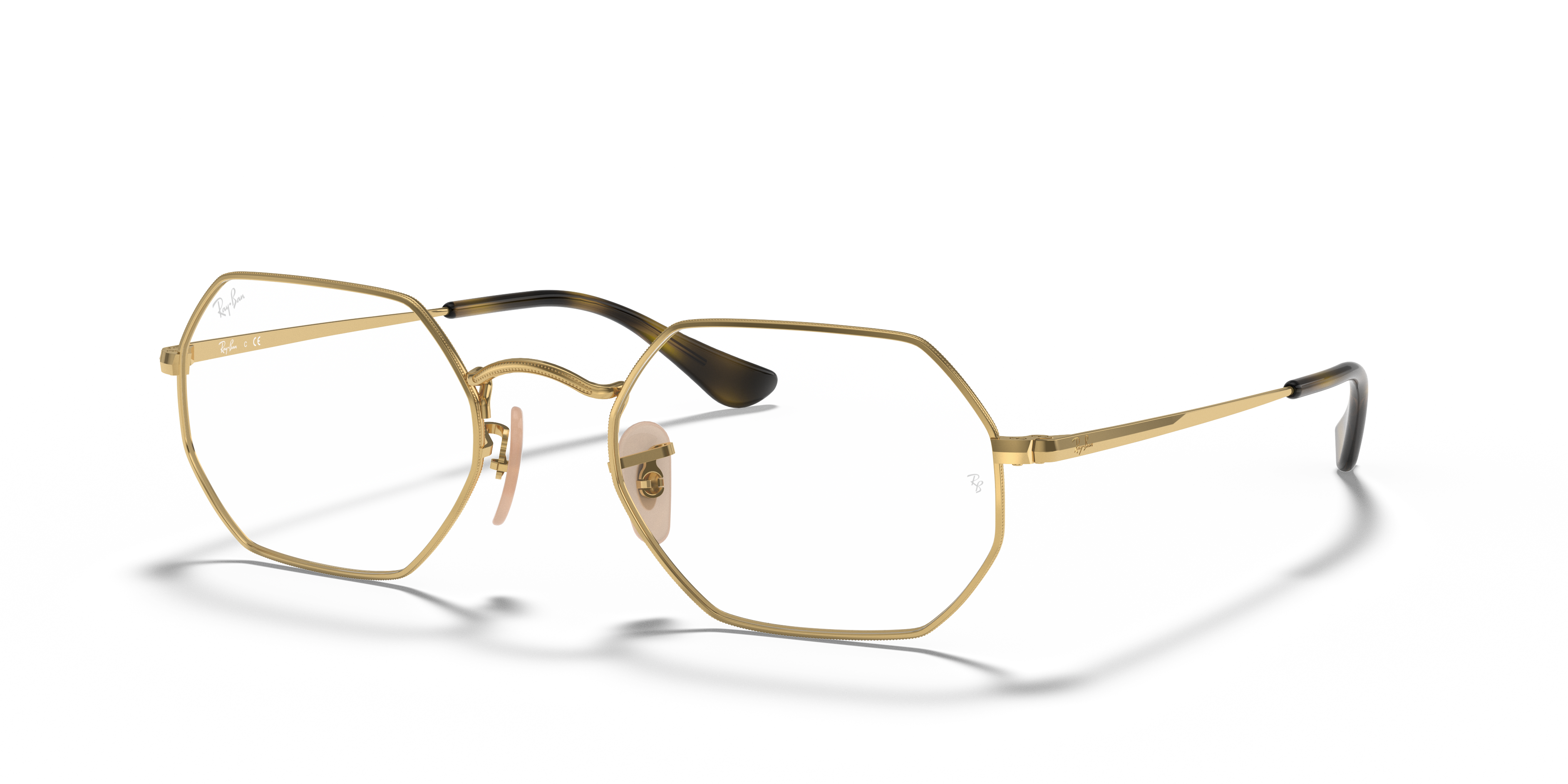 ray ban round double bridge black gold