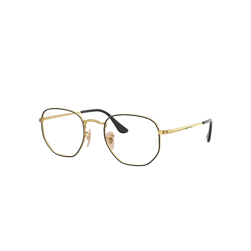 Ray-Ban Hexagonal Optics Eyeglasses Gold Frame Clear Lenses 54-21