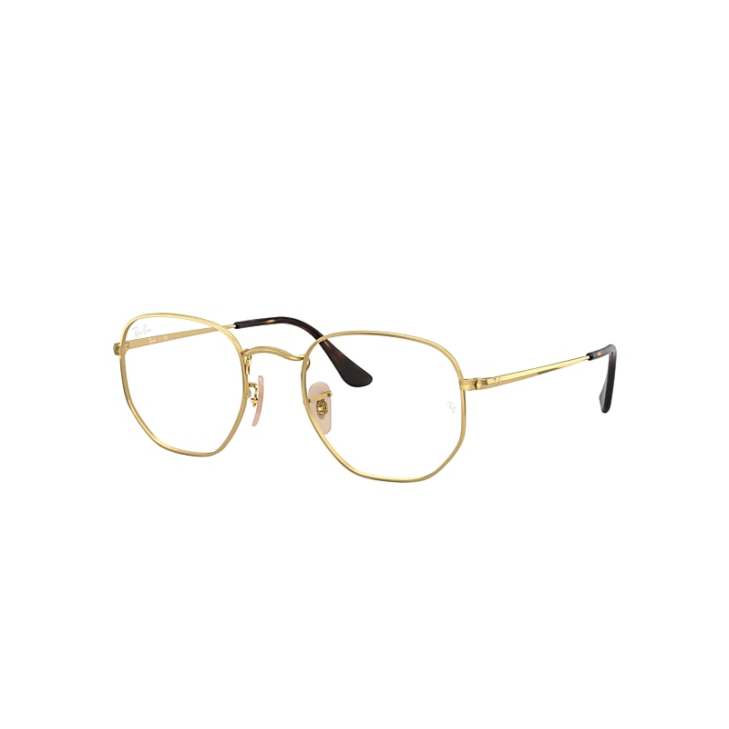 Ray-Ban Hexagonal Optics Eyeglasses Gold Frame Clear Lenses 51-21