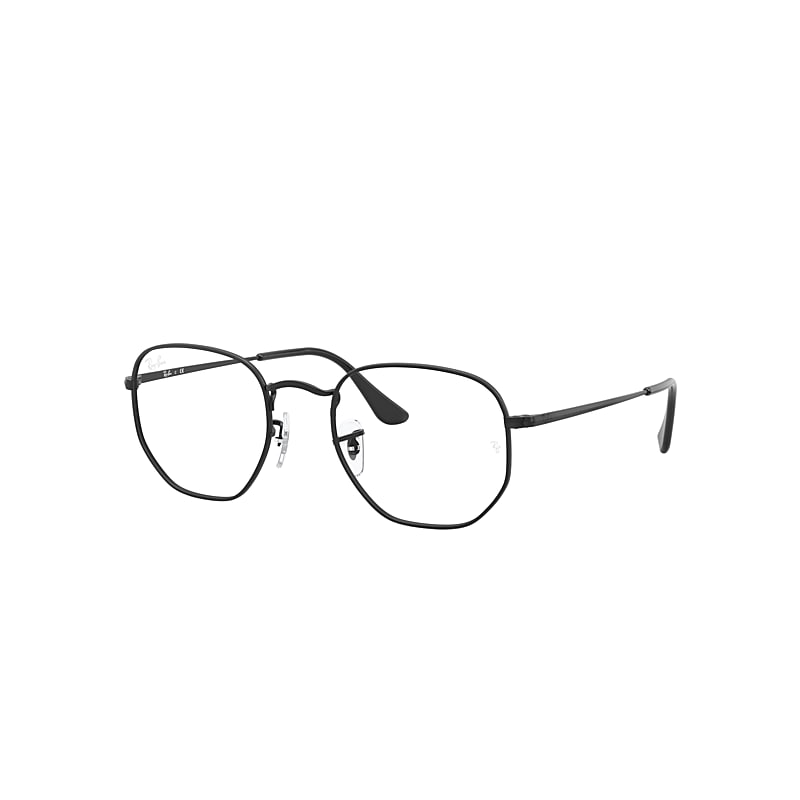 Ray-Ban Hexagonal Optics Eyeglasses Black Frame Clear Lenses 54-21