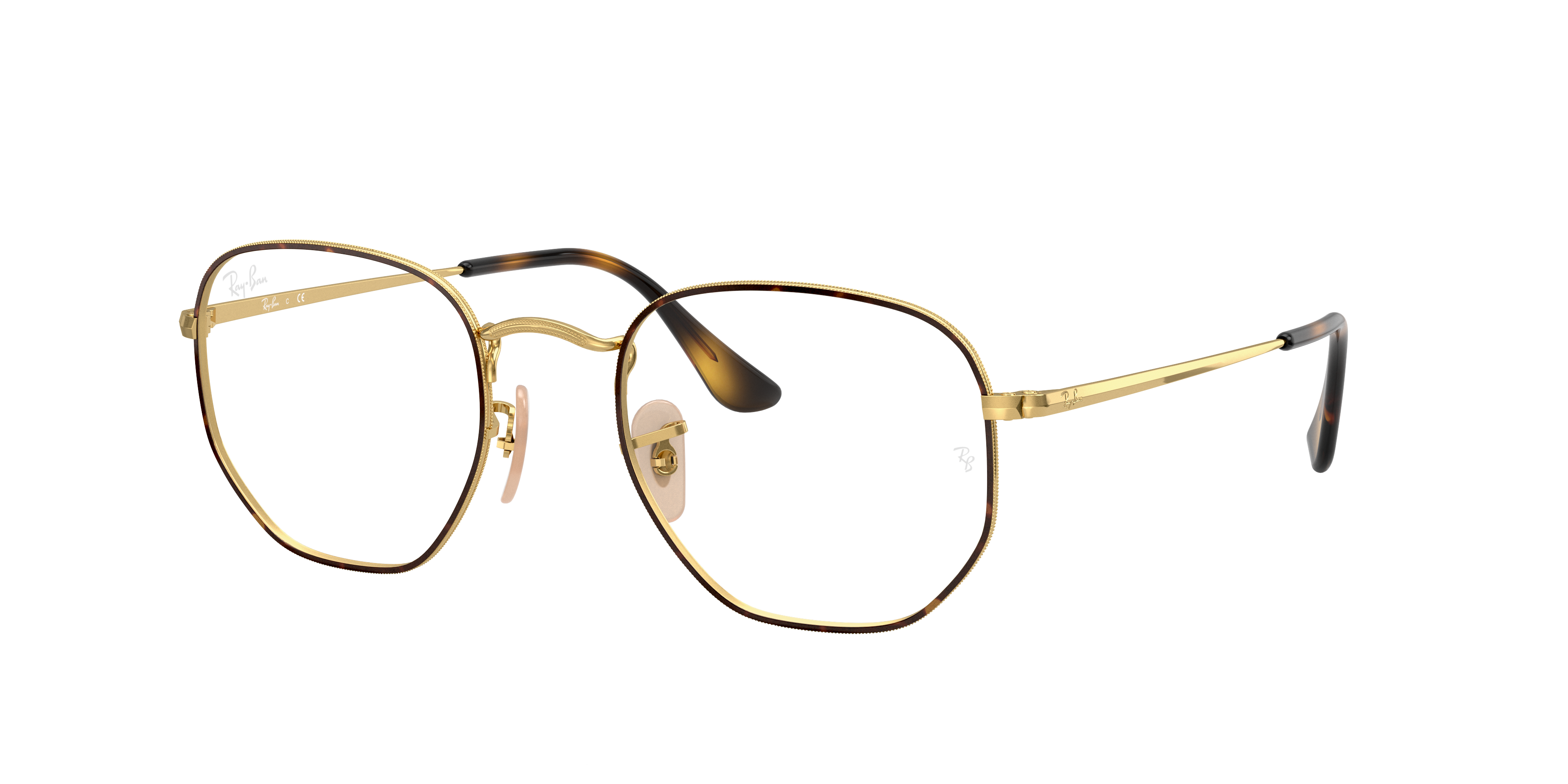 Hexagonal Optics Eyeglasses with Havana On Gold Frame - RB6448 | Ray ...