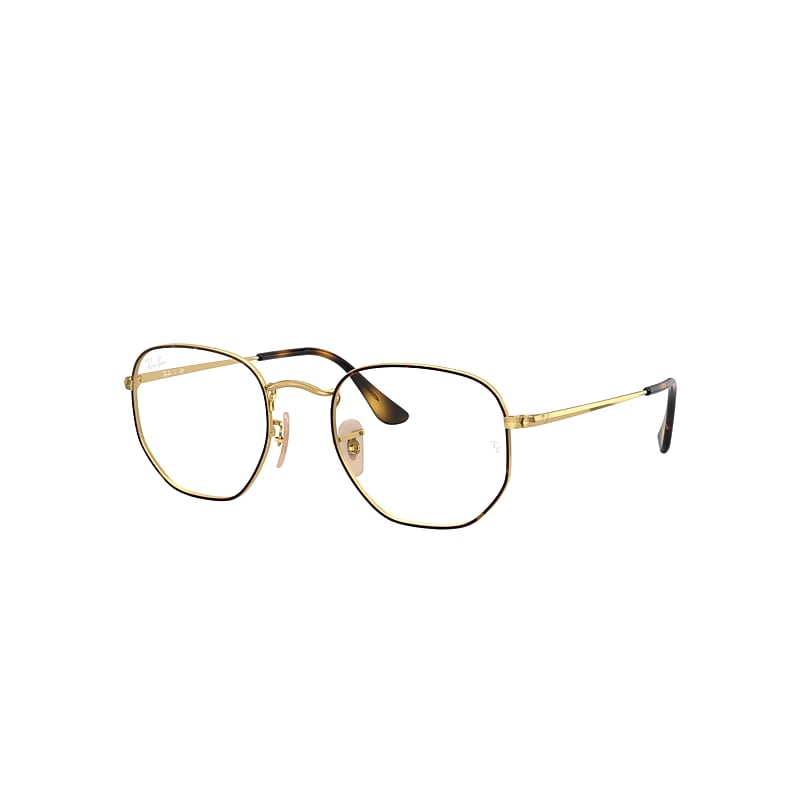 Ray-Ban Hexagonal Optics Eyeglasses Gold Frame Clear Lenses 51-21