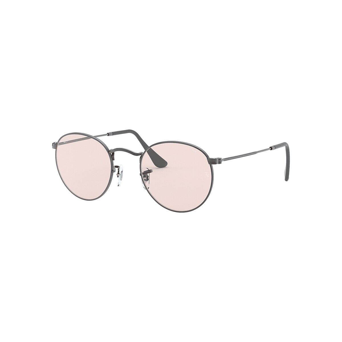 Round Solid Evolve Sunglasses in Gunmetal and Pink Photochromic 