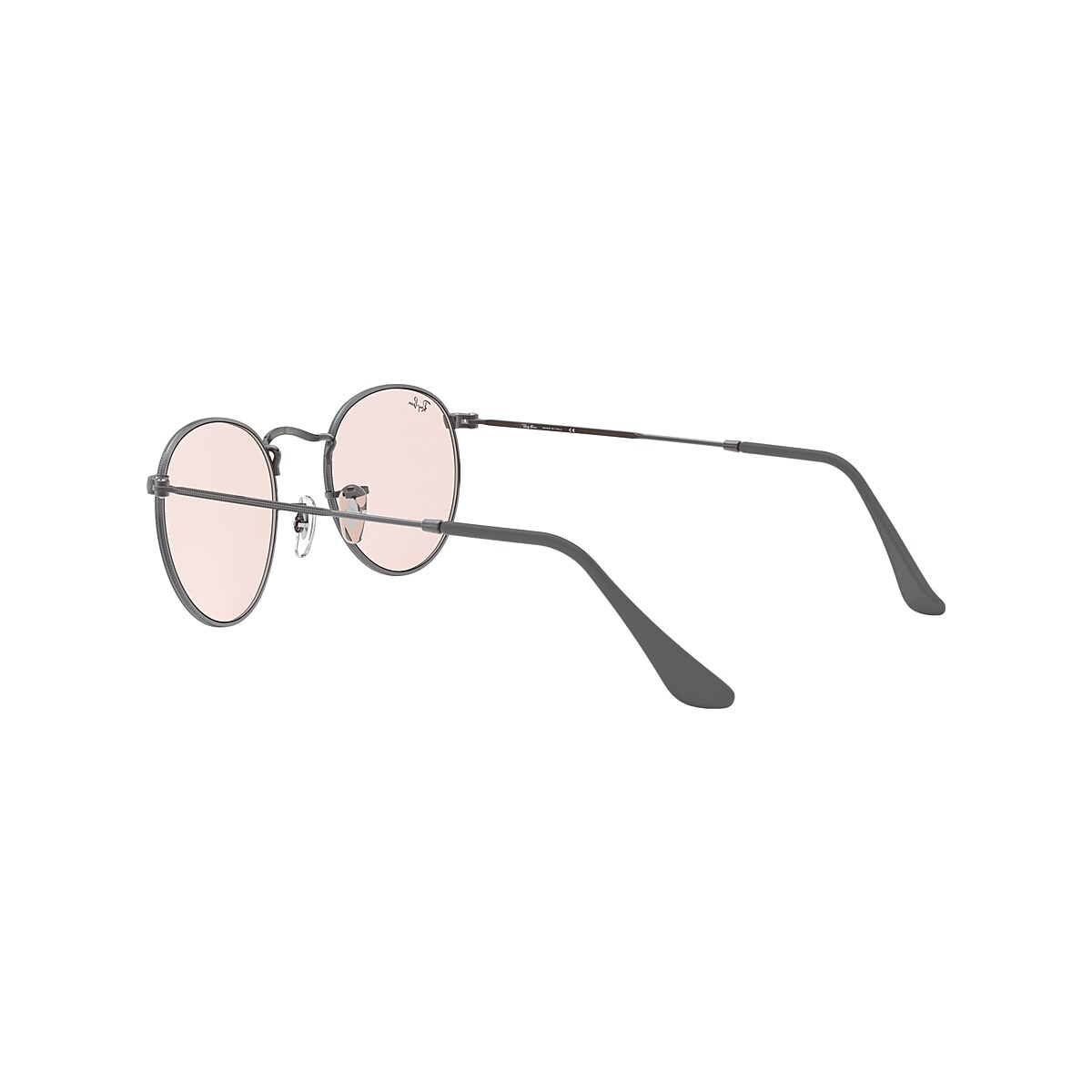 Round Solid Evolve Sunglasses in Gunmetal and Pink Photochromic 