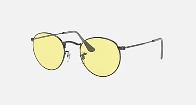 RayBan RB3447-004T1-50 EVOLVE ガンメタ ROUND SOLID EVOLVE Sunglasses in Gunmetal and Yellow/Light Red