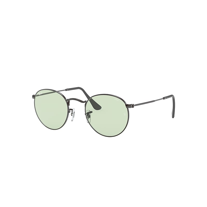 Ray-Ban Round Solid Evolve Sunglasses Gunmetal Frame Green Lenses 53-21