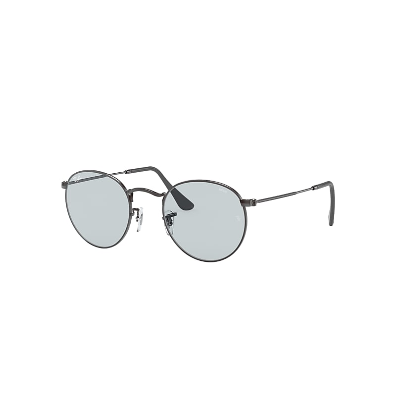 Ray-Ban Round Solid Evolve Sunglasses Gunmetal Frame Grey Lenses 53-21