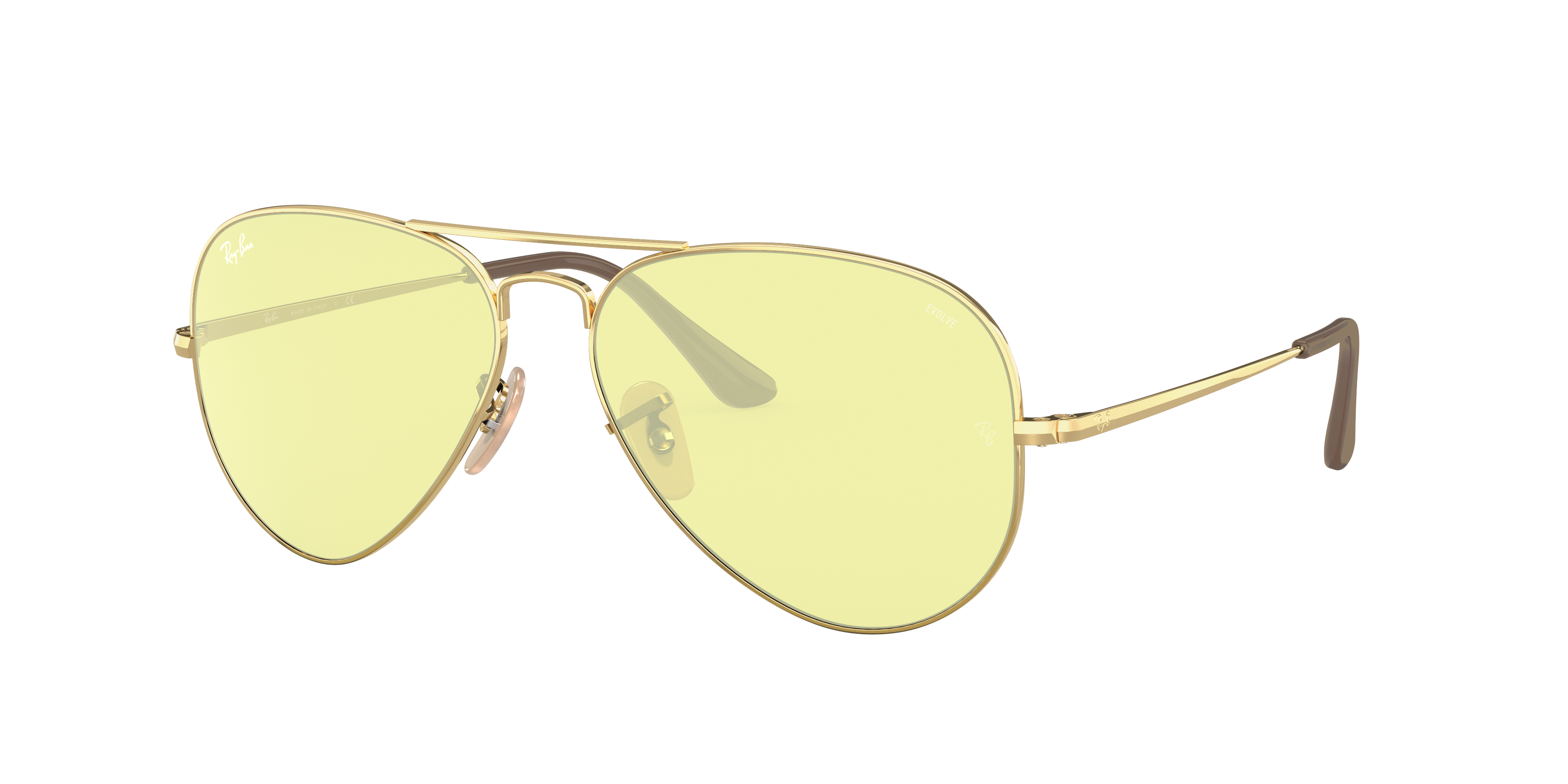 Rb36 Solid Evolve Sunglasses In Gold And Yellow Light Red Ray Ban