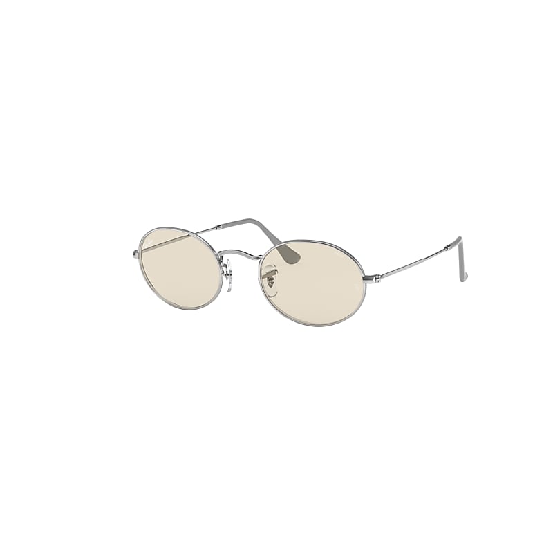 Ray-Ban Oval Solid Evolve Sunglasses Silver Frame Brown Lenses 54-21 product image