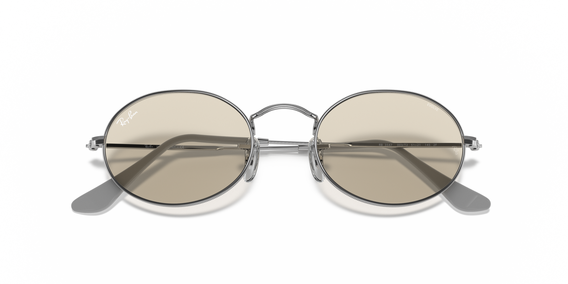 Oval Solid Evolve Sunglasses in Silver 