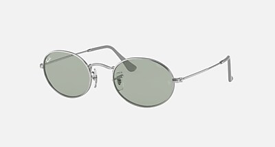 OVAL SOLID EVOLVE Sunglasses in Silver and Green/Blue (51-21