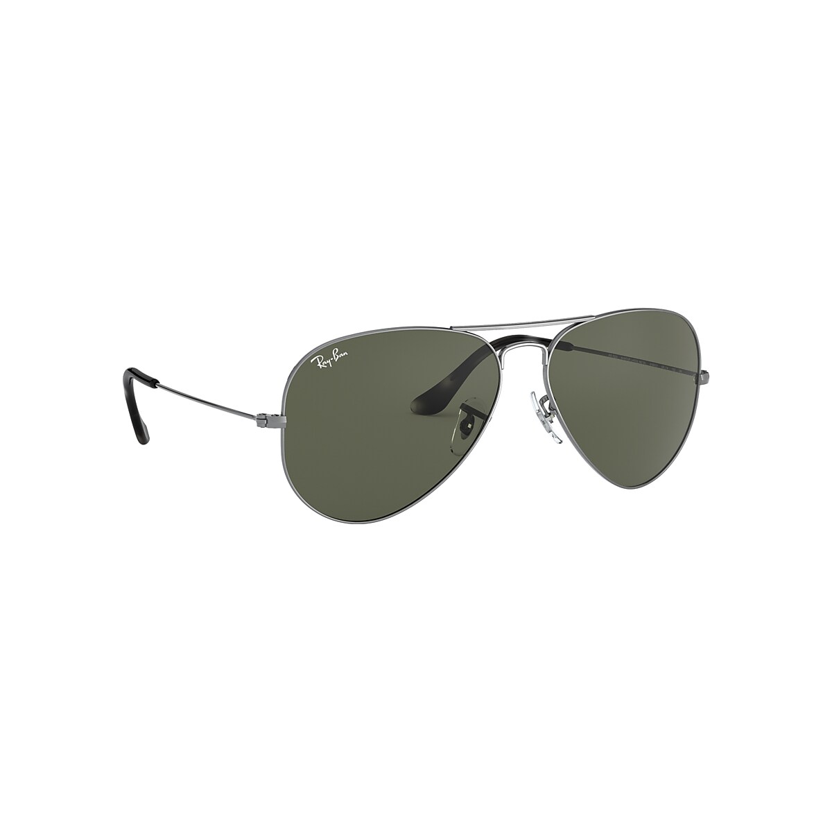 Aviator Classic Sunglasses In Grey Metal And Green Ray Ban