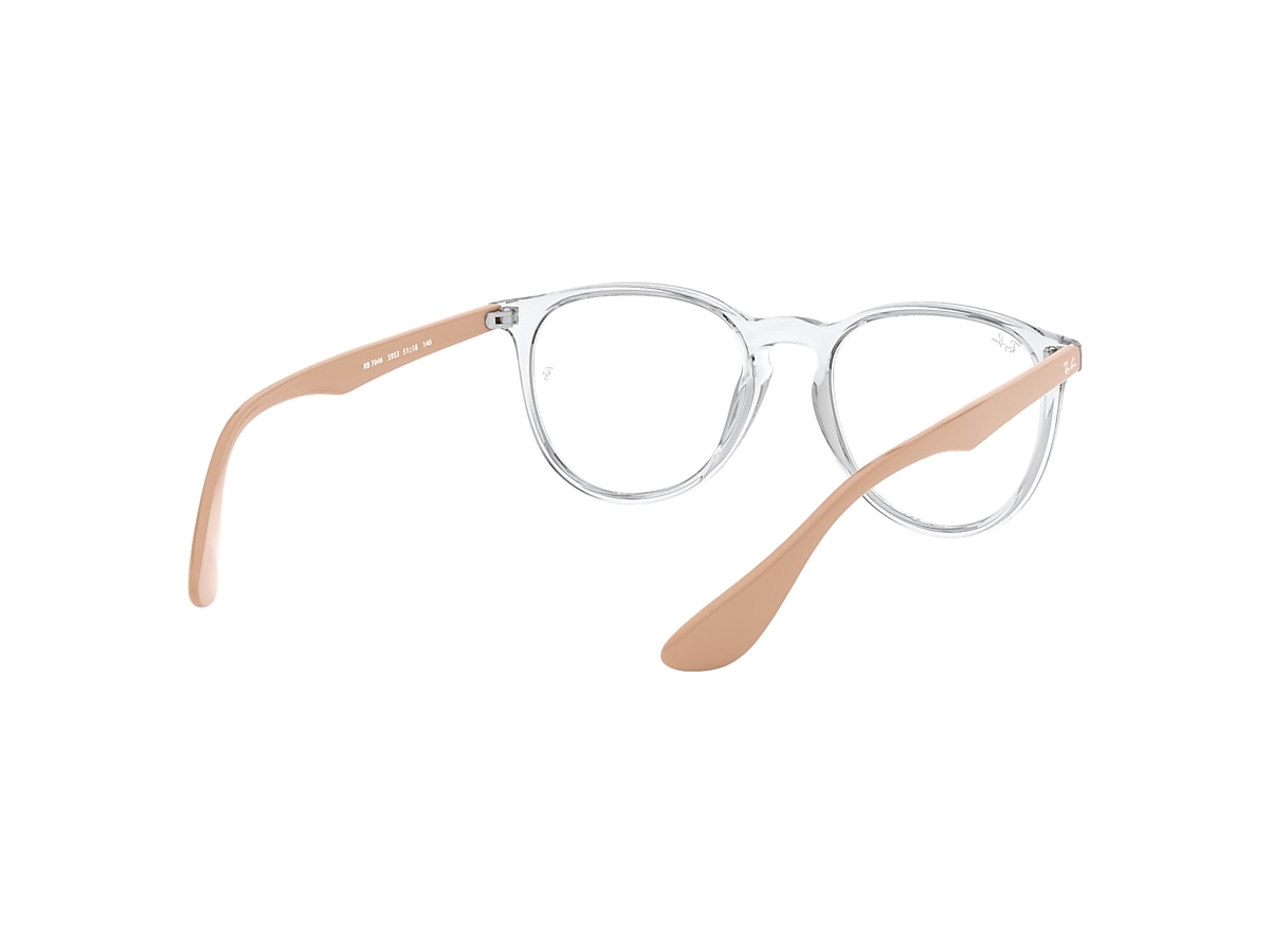 Ray-Ban RB7046 - Round Clear & Pink Beige Frame Glasses For Women