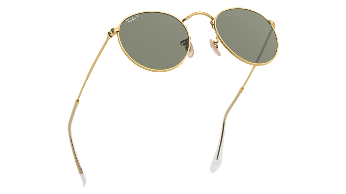 Ray ban round metal gold best sale green polarized