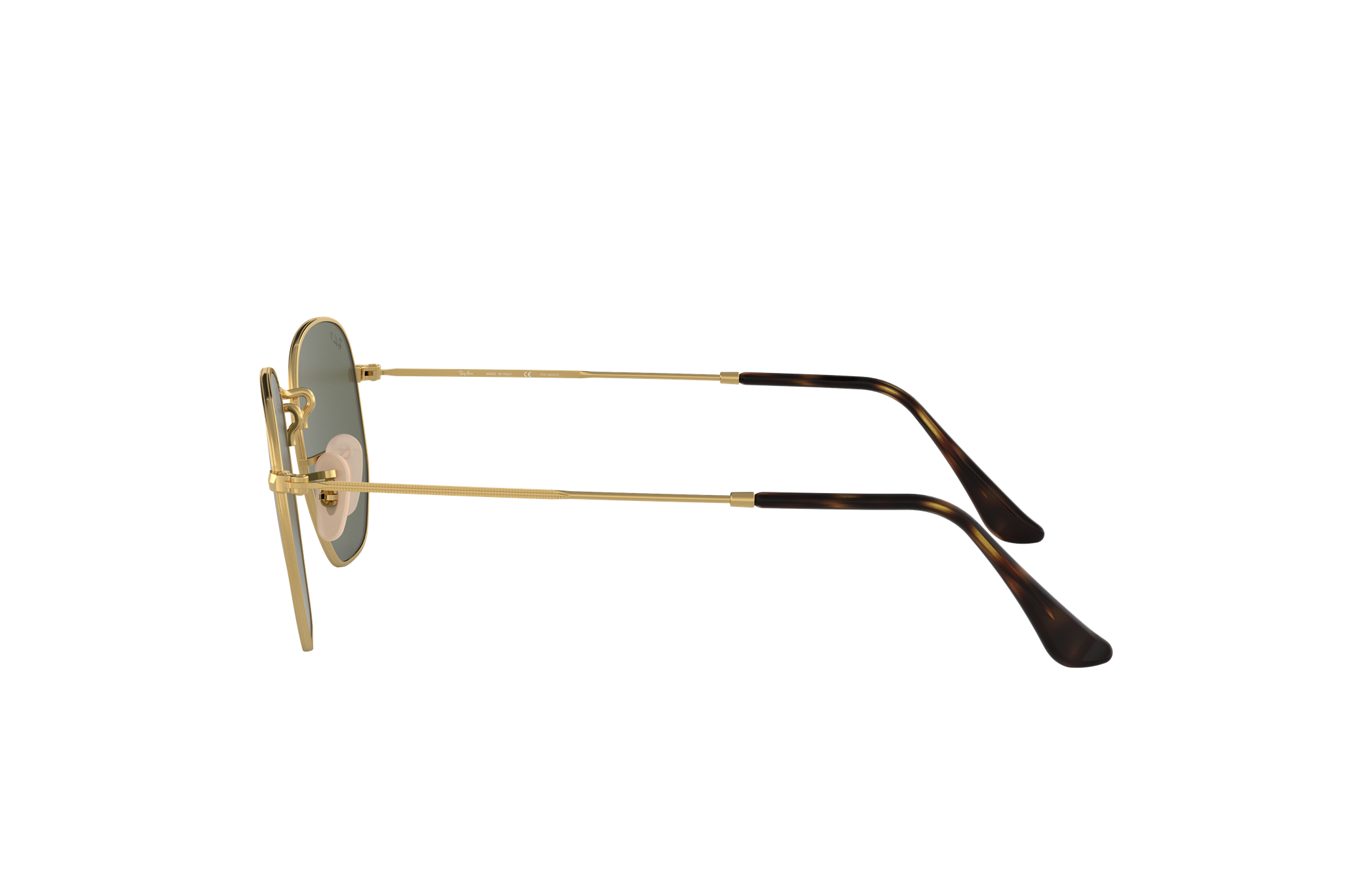 Hexagonal Flat Lenses Sunglasses in Gold and Green | Ray-Ban®