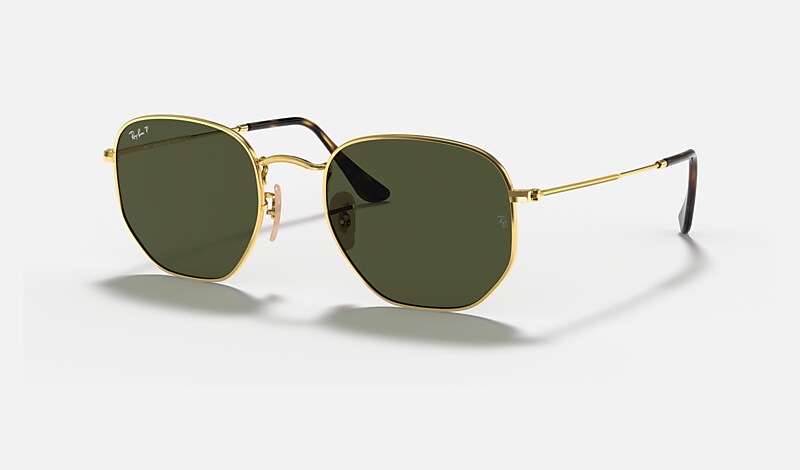 HEXAGONAL FLAT LENSES Sunglasses in Gold and Green - RB3548N | Ray