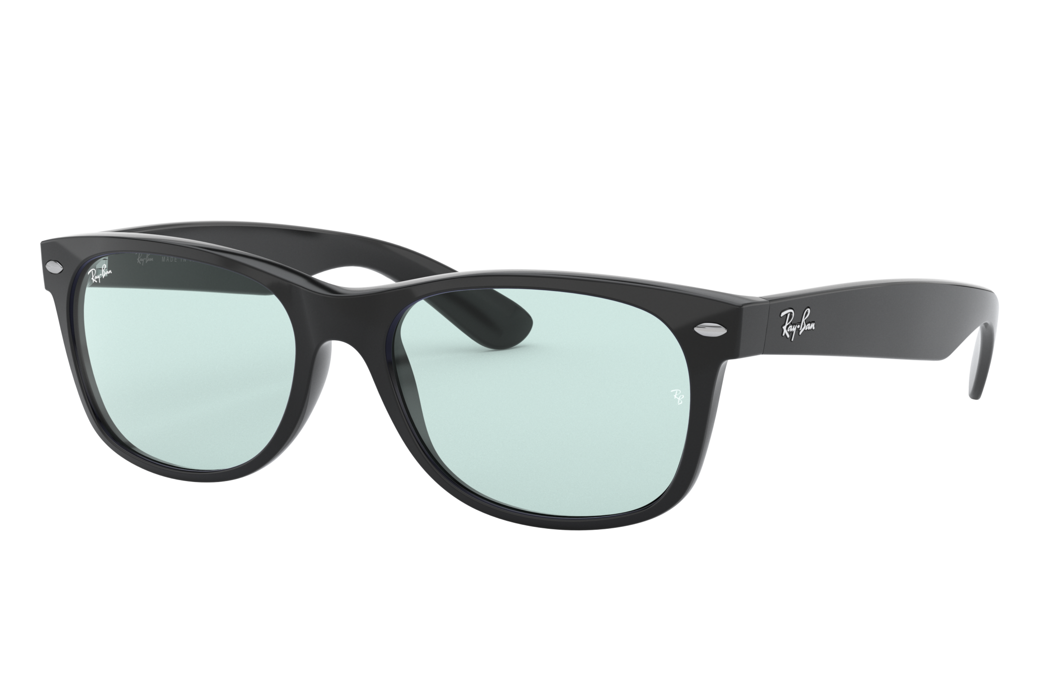 ray ban black frame blue lens