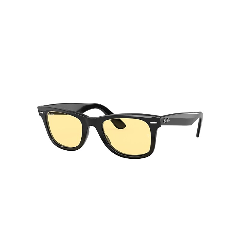 Ray-Ban Original Wayfarer Washed Lenses Sunglasses Black Frame Yellow Lenses 52-22 product image
